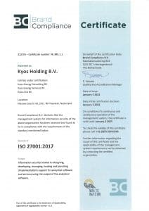 ISO 27001:2017 certificate KYOS